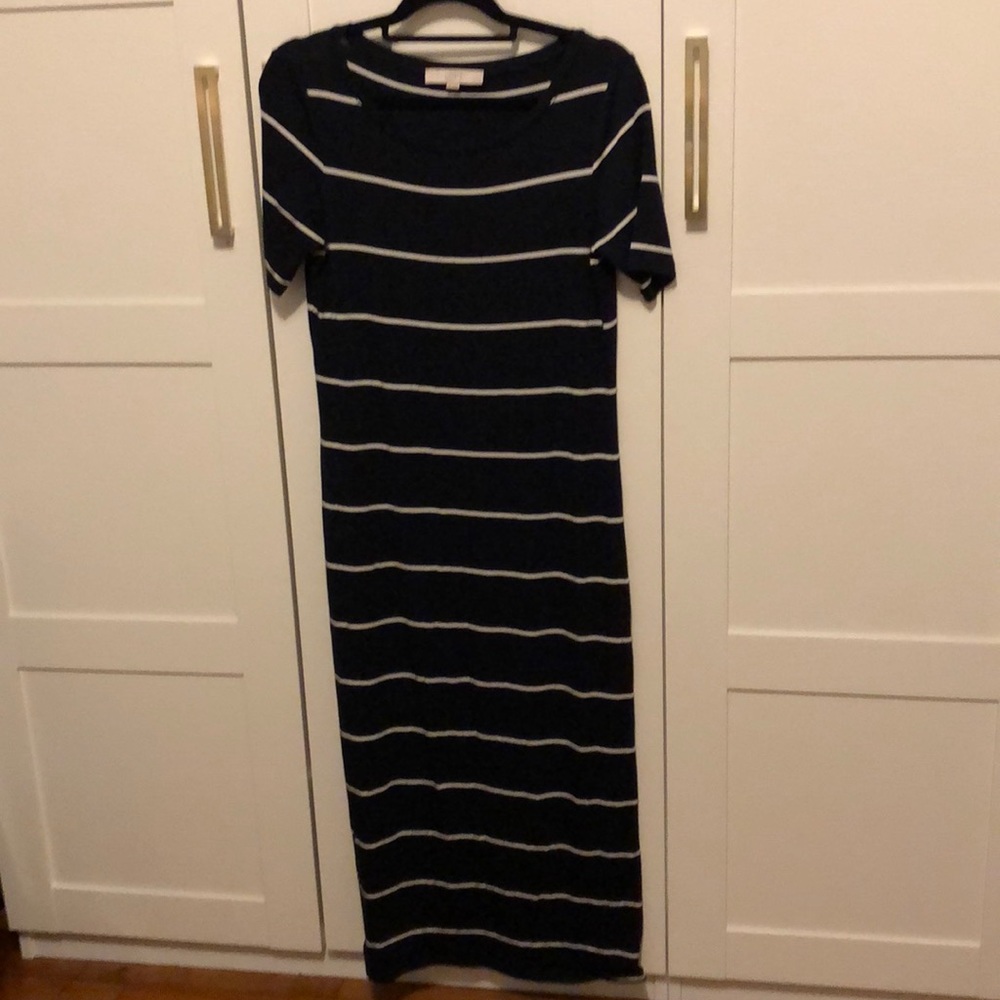 Navy and White Striped Maxi Dress from Loft